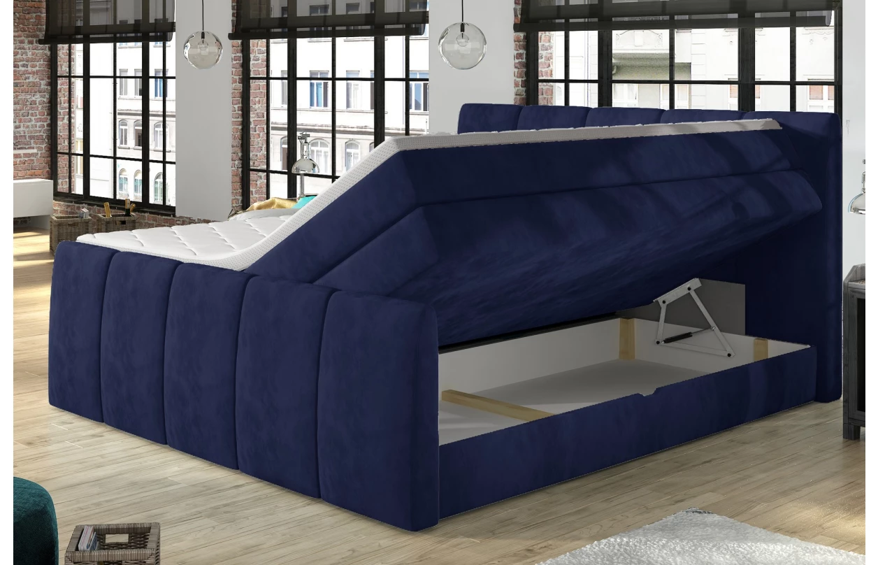 Postel boxspring Fresco 180x200 cm, modrá látka 10