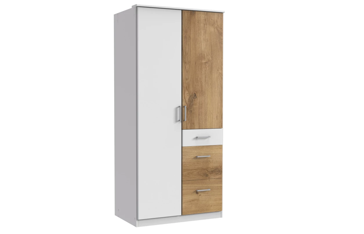 Šatní skříň bez zrcadla Click, 91 cm, bílá/dub sonoma 22