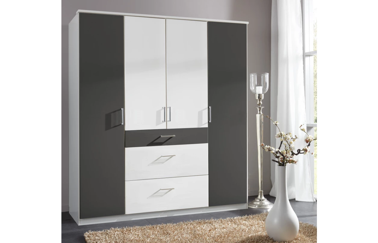 Šatní skříň bez zrcadla Click, 91 cm, bílá/dub sonoma 30