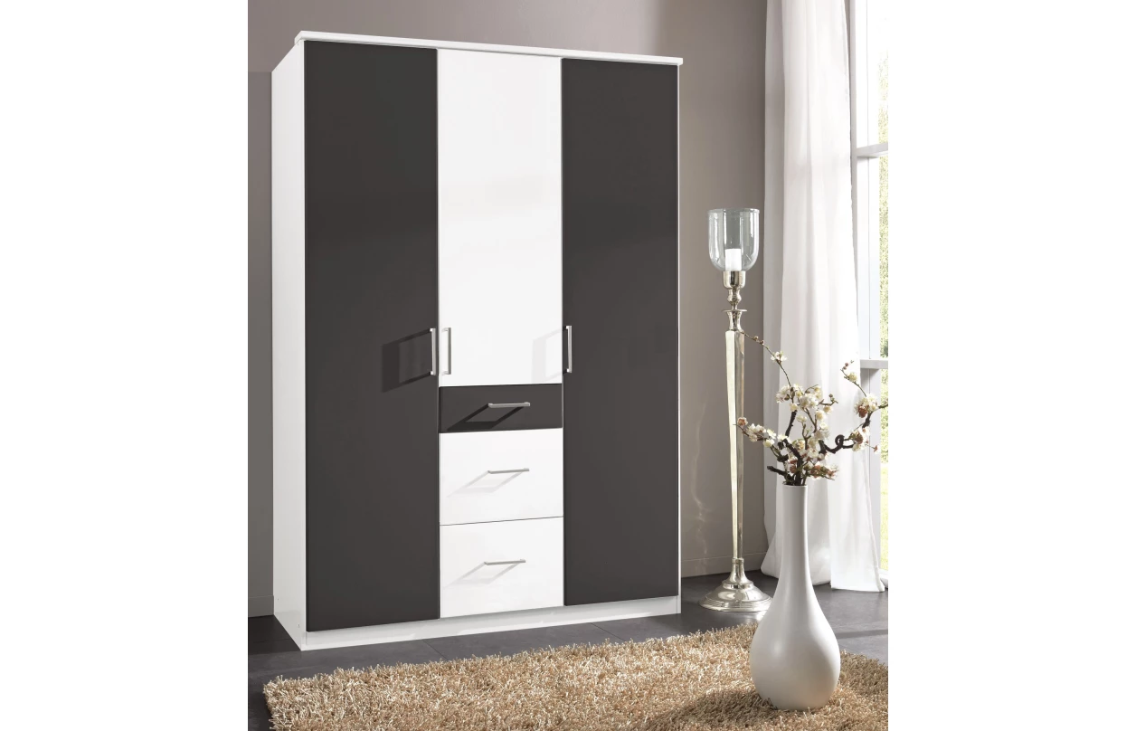 Šatní skříň bez zrcadla Click, 91 cm, bílá/prkenný dub 2