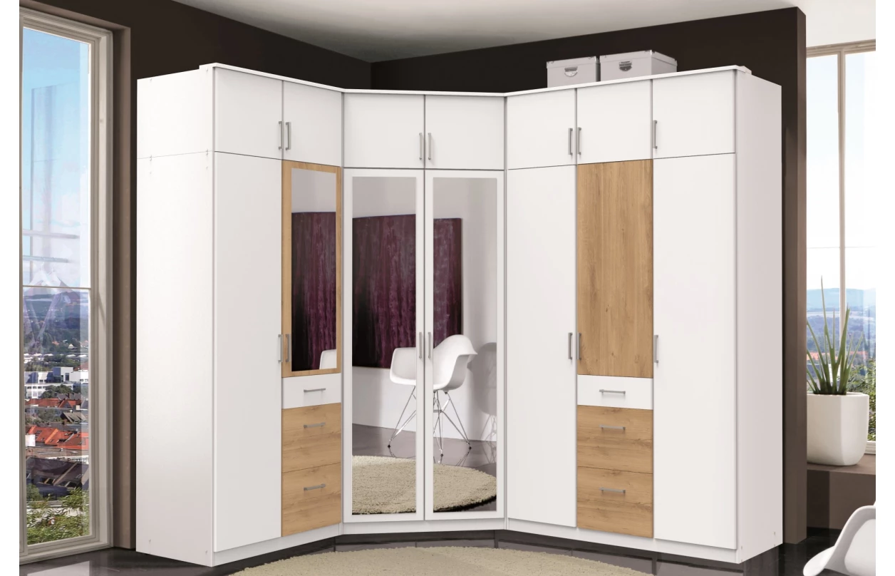 Šatní skříň bez zrcadla Click, 91 cm, bílá/prkenný dub 7