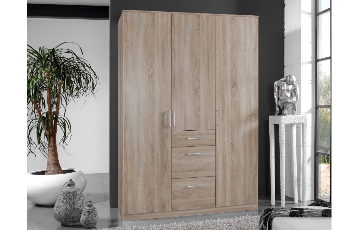 Šatní skříň bez zrcadla Click, 91 cm, bílá/prkenný dub 10