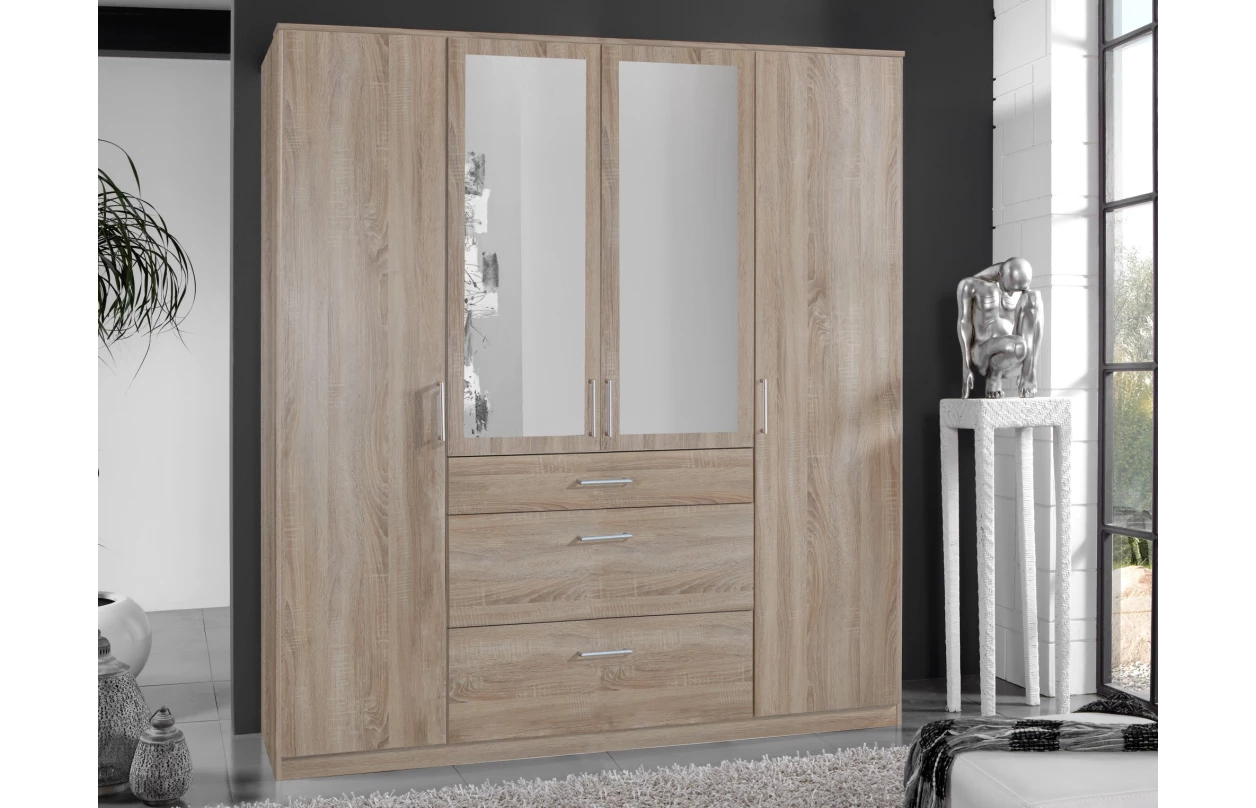 Šatní skříň bez zrcadla Click, 91 cm, bílá/prkenný dub 14