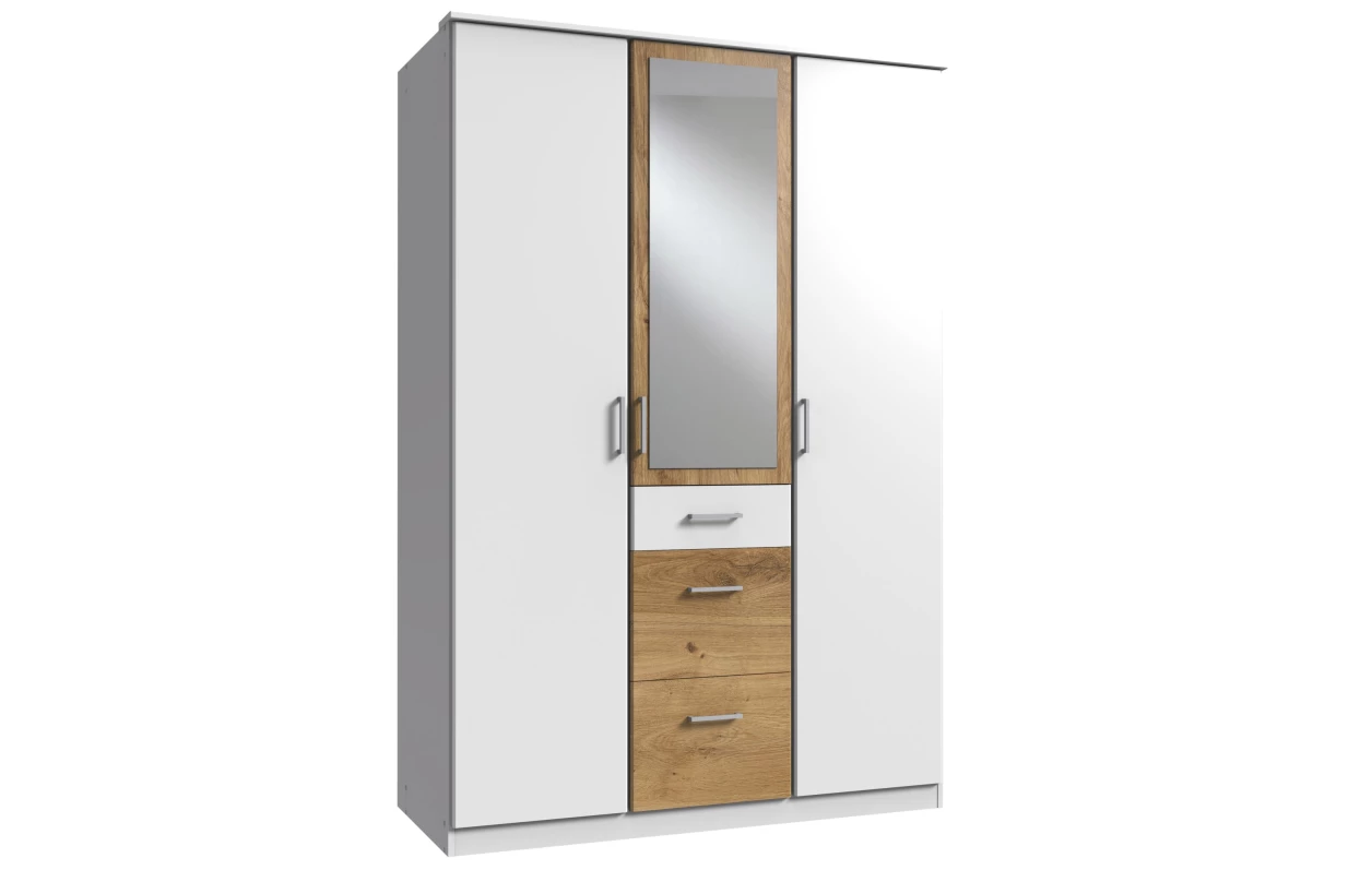 Šatní skříň bez zrcadla Click, 91 cm, bílá/prkenný dub 24