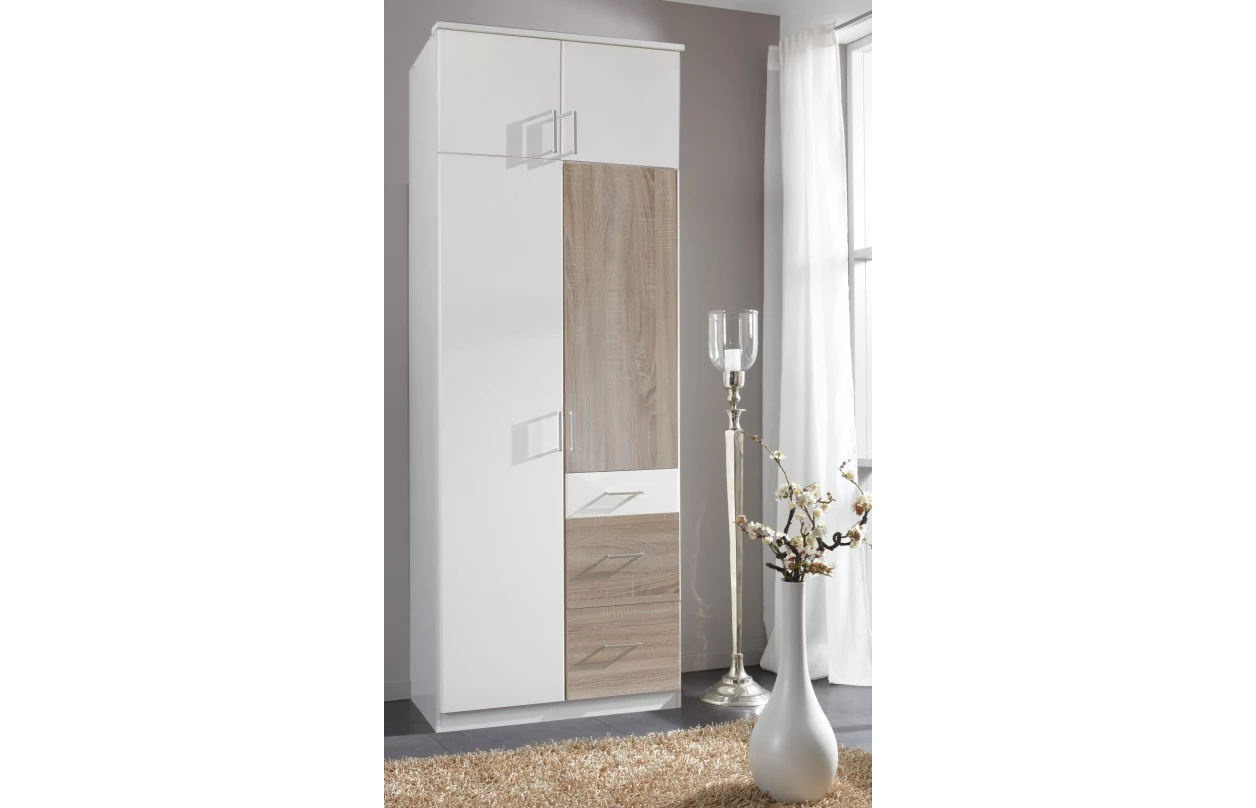 Šatní skříň bez zrcadla Click, 91 cm, bílá/prkenný dub 37