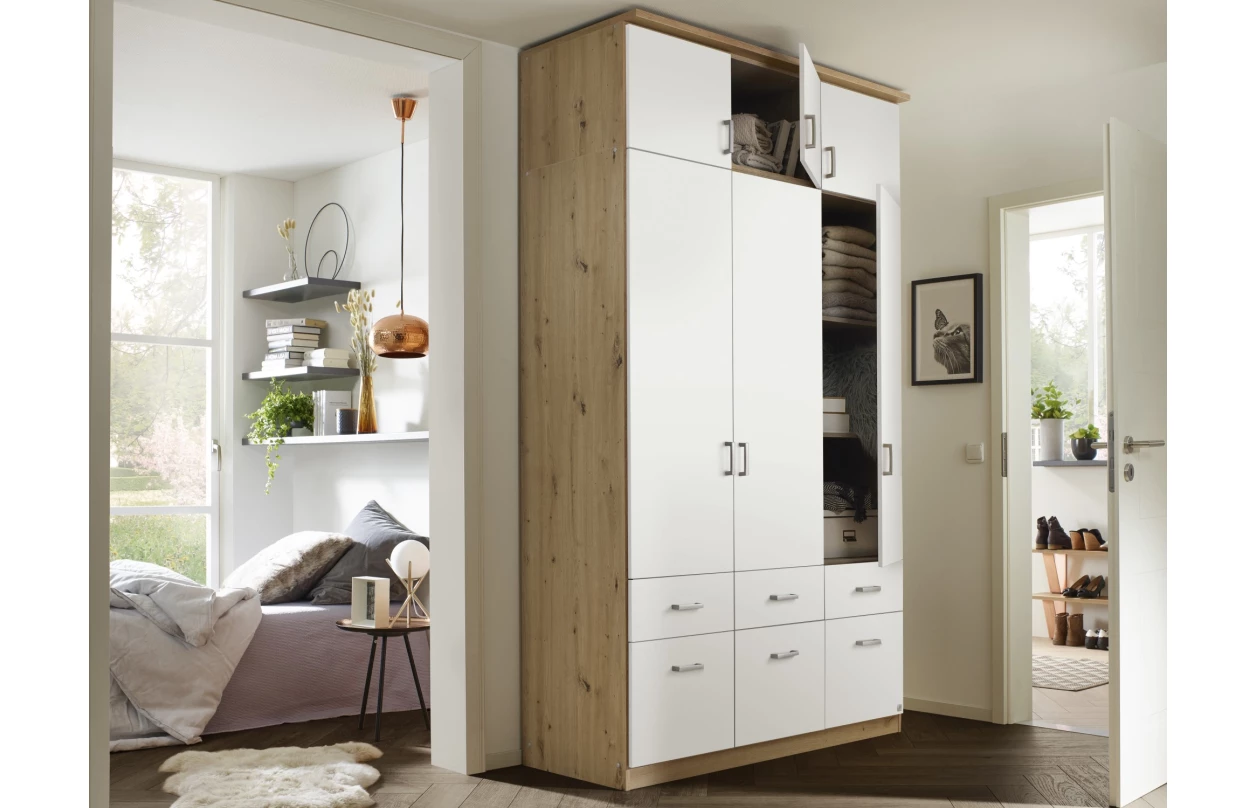 Šatní skříň Bremen, 136 cm, dub sonoma/bílá 19
