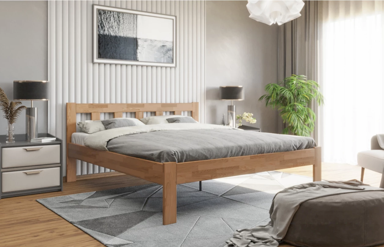 Manželská postel Tema 180x200 cm, bělený buk 5