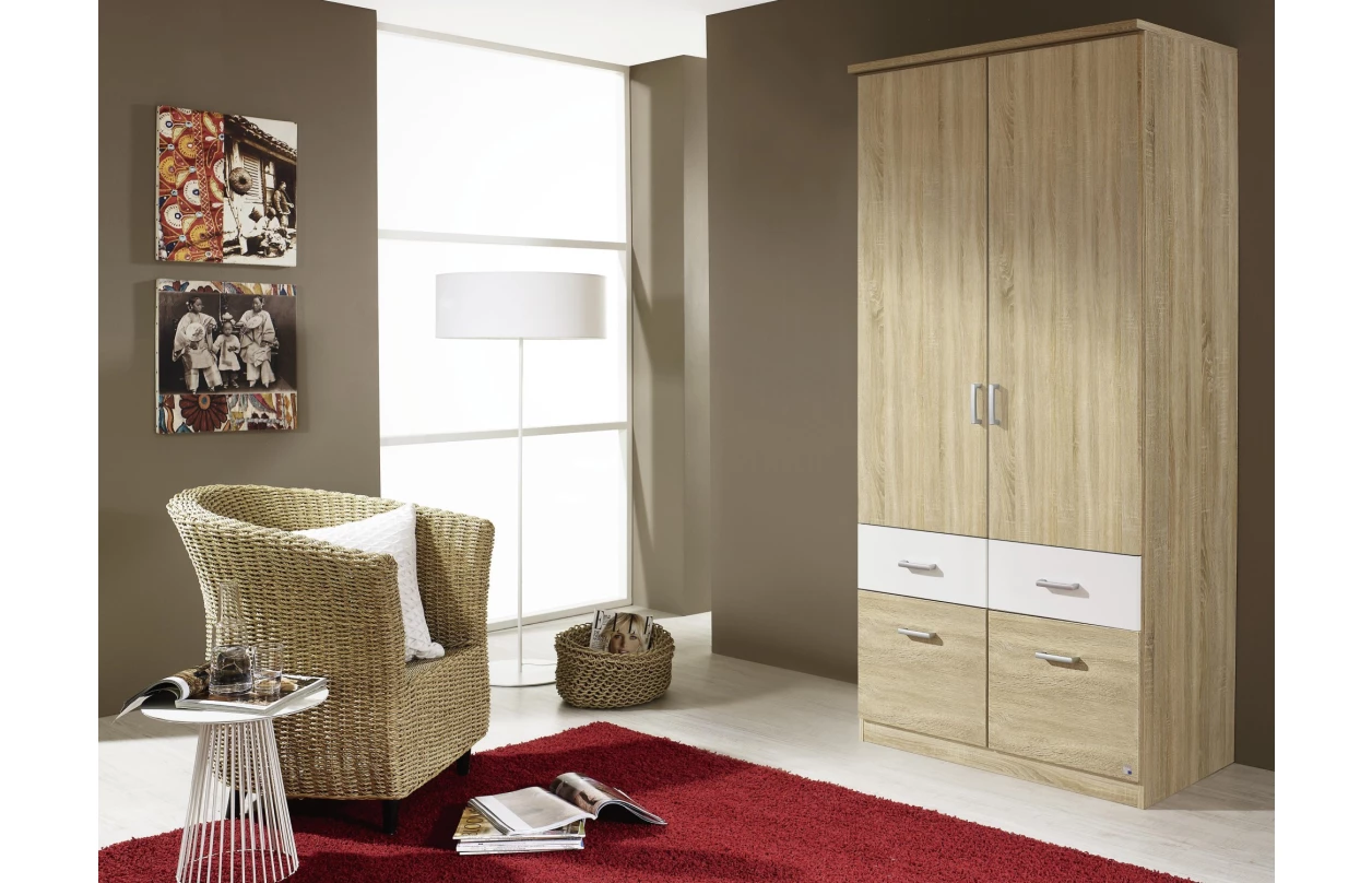 Šatní skříň Bremen, 91 cm, bílá/šedý beton 33