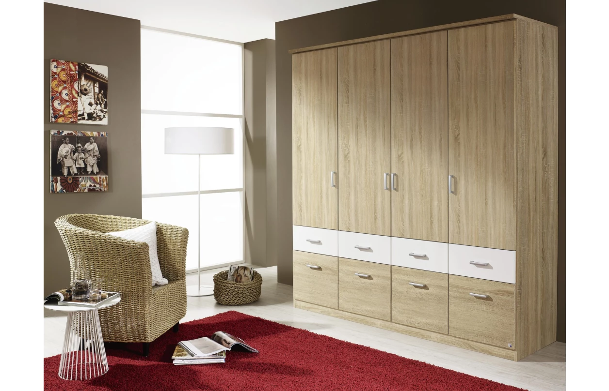 Šatní skříň Bremen, 91 cm, bílá/šedý beton 35