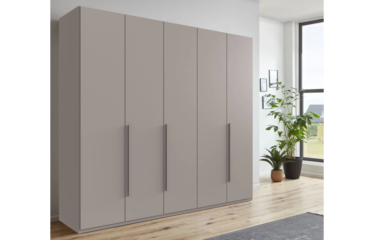 Šatní skříň se zrcadly London, 270 cm, šedá sahara/dub artisan 15