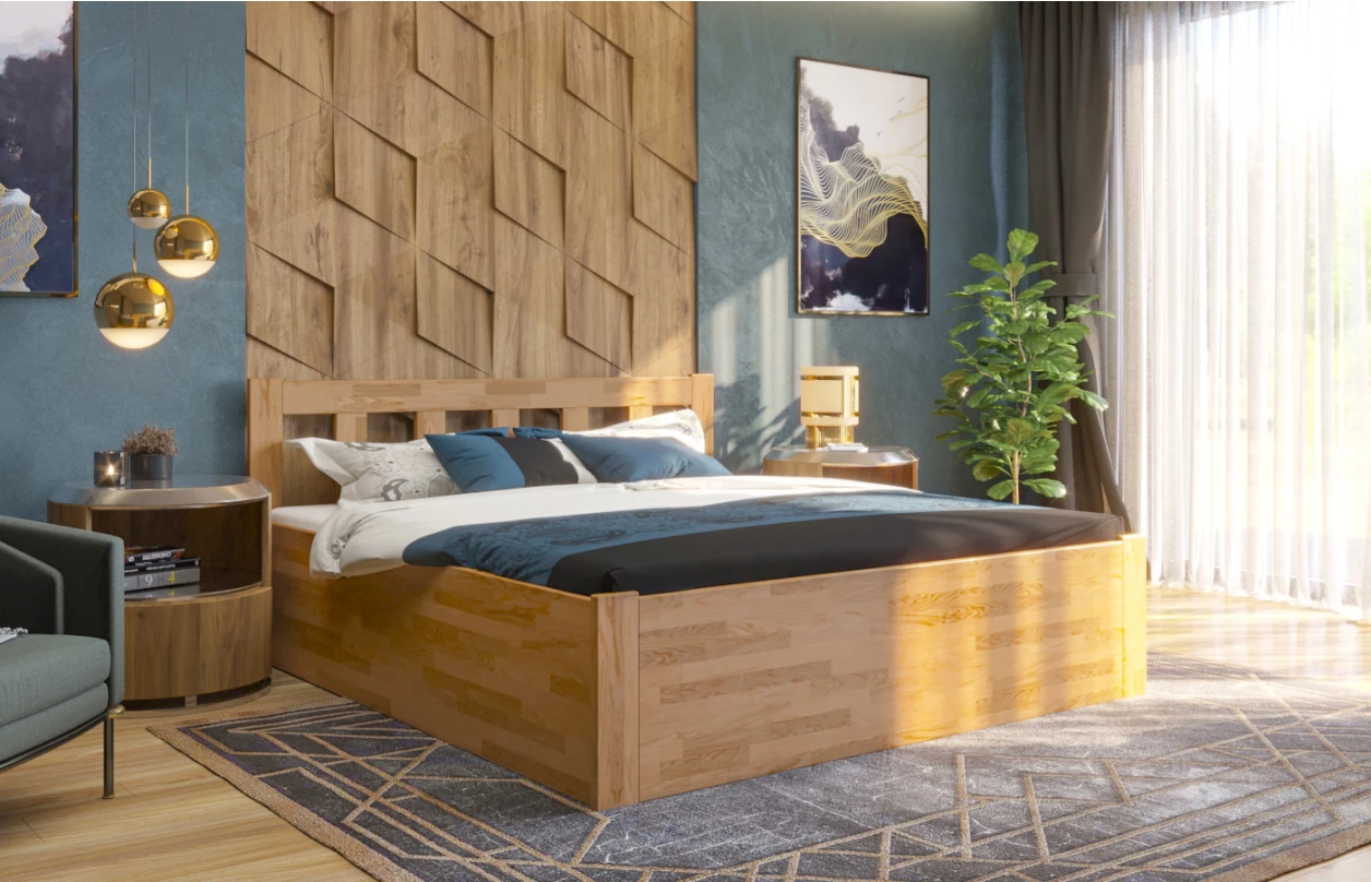 Postel s úložným prostorem Tema Box 180x200 cm, šedý buk 5