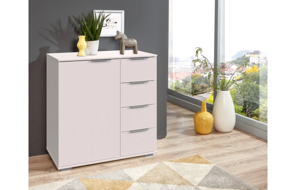 Noční stolek Easy Plus, prkenný dub/šedé sklo 24