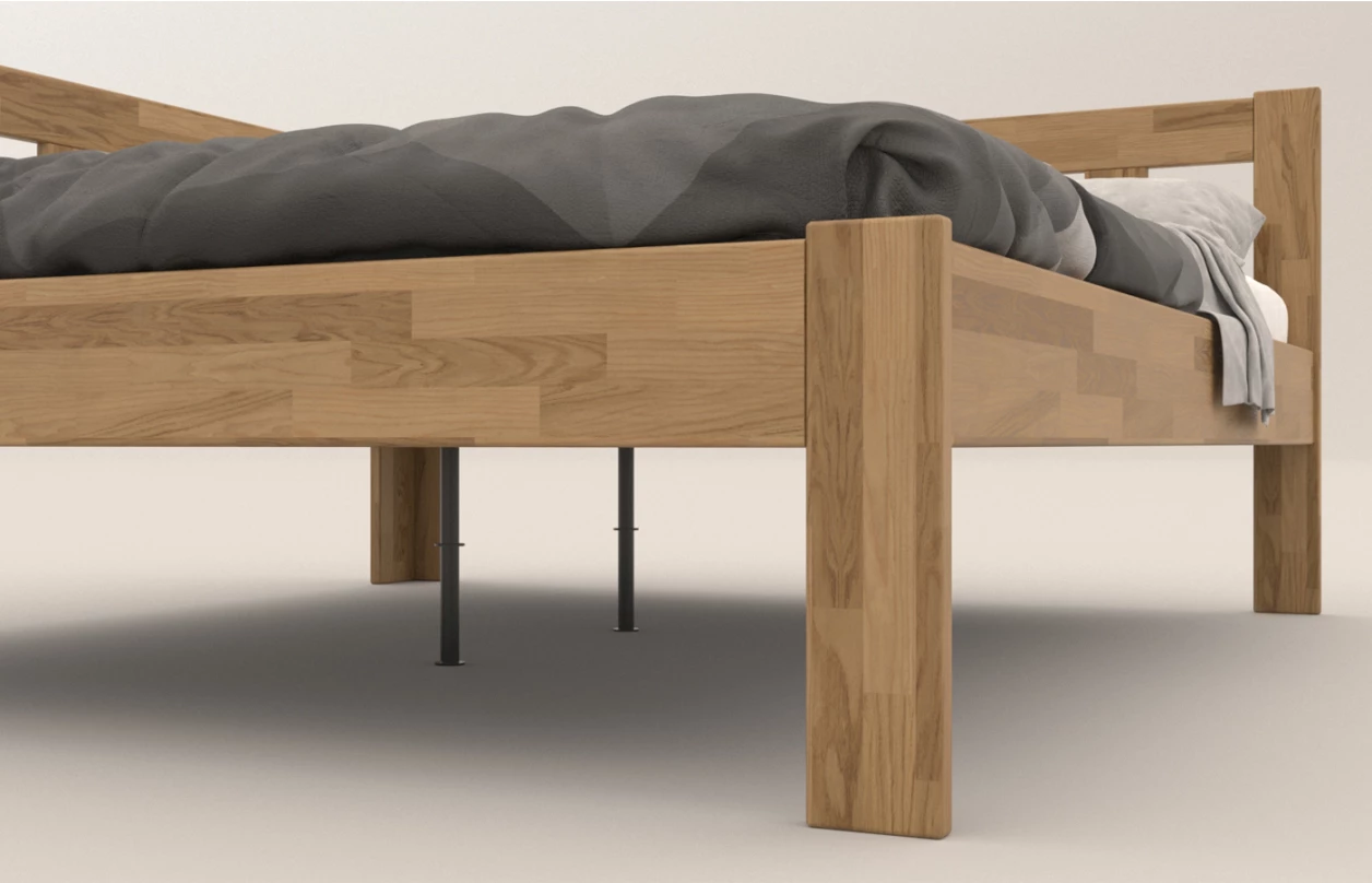 Rohová postel se zástěnou vlevo Tema L 180x200 cm, přírodní buk 2