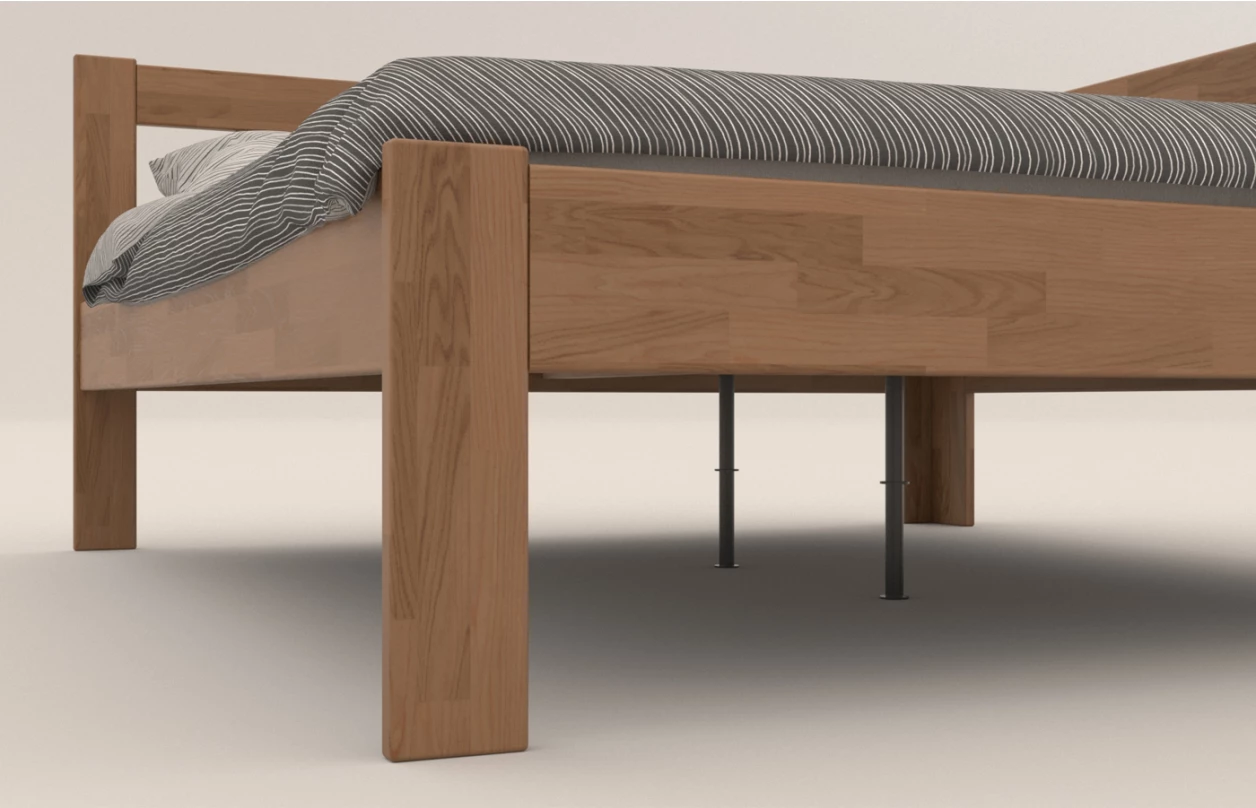 Rohová postel se zástěnou vpravo Tema P 180x200 cm, přírodní buk 2