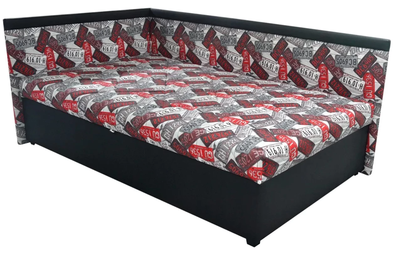 Rohová postel Travis levá 120x200, šedá látka 4