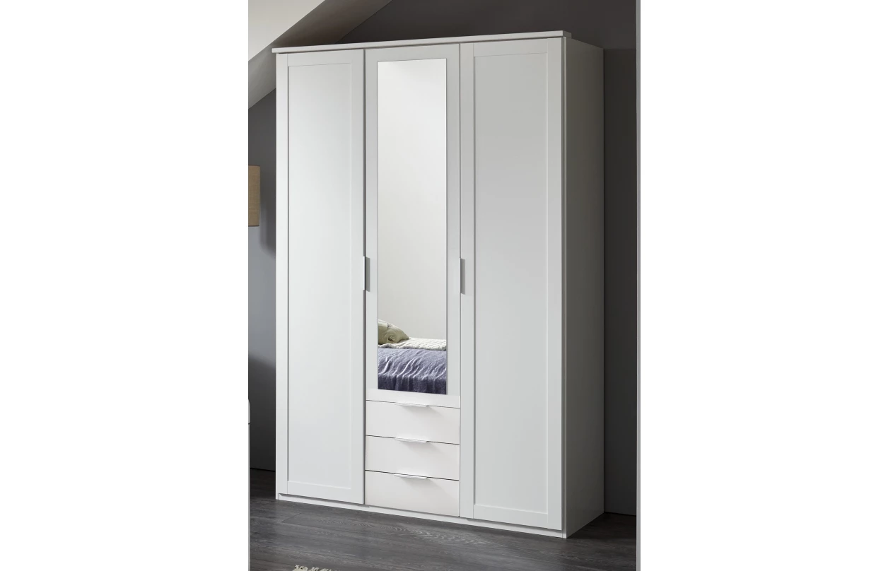 Šatní skříň Nadja, 135 cm, bílá/zrcadlo 14