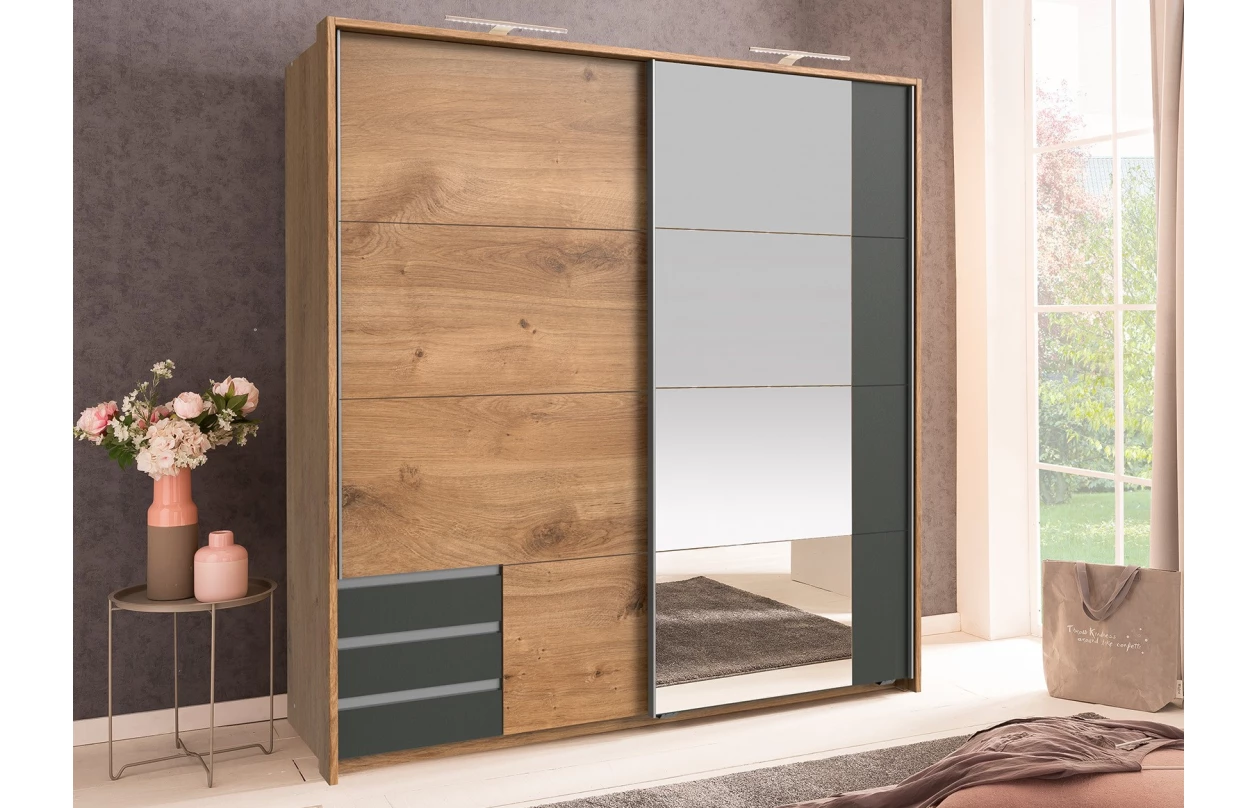 Paspartový rám k šatní skříni Emden, 138 cm, bílý 3