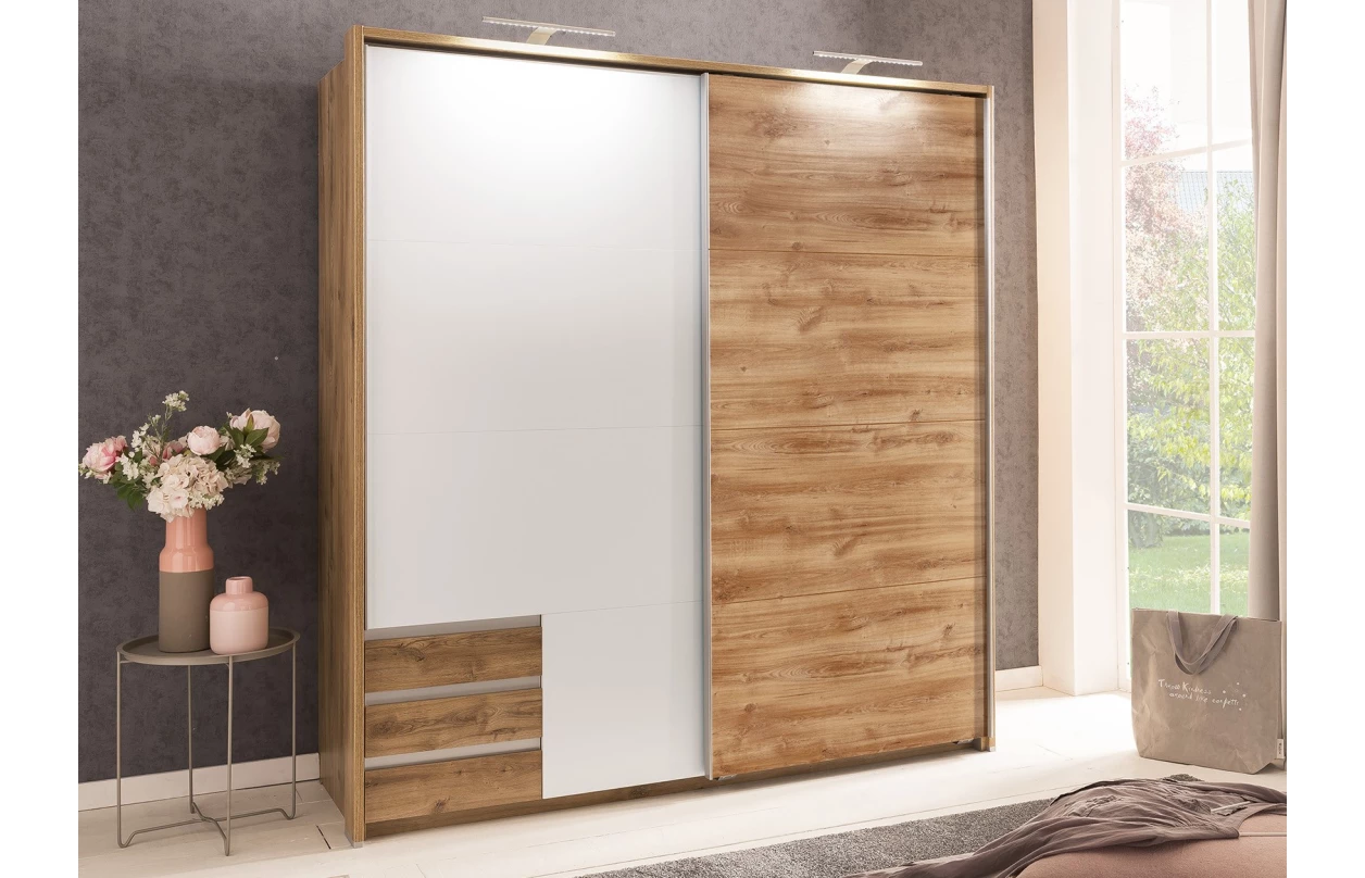 Paspartový rám k šatní skříni Emden, 138 cm, bílý 4