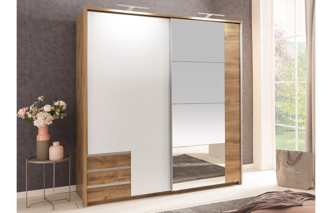 Paspartový rám k šatní skříni Emden, 138 cm, bílý 5