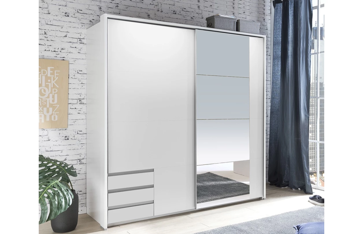 Paspartový rám k šatní skříni Emden, 138 cm, bílý 9