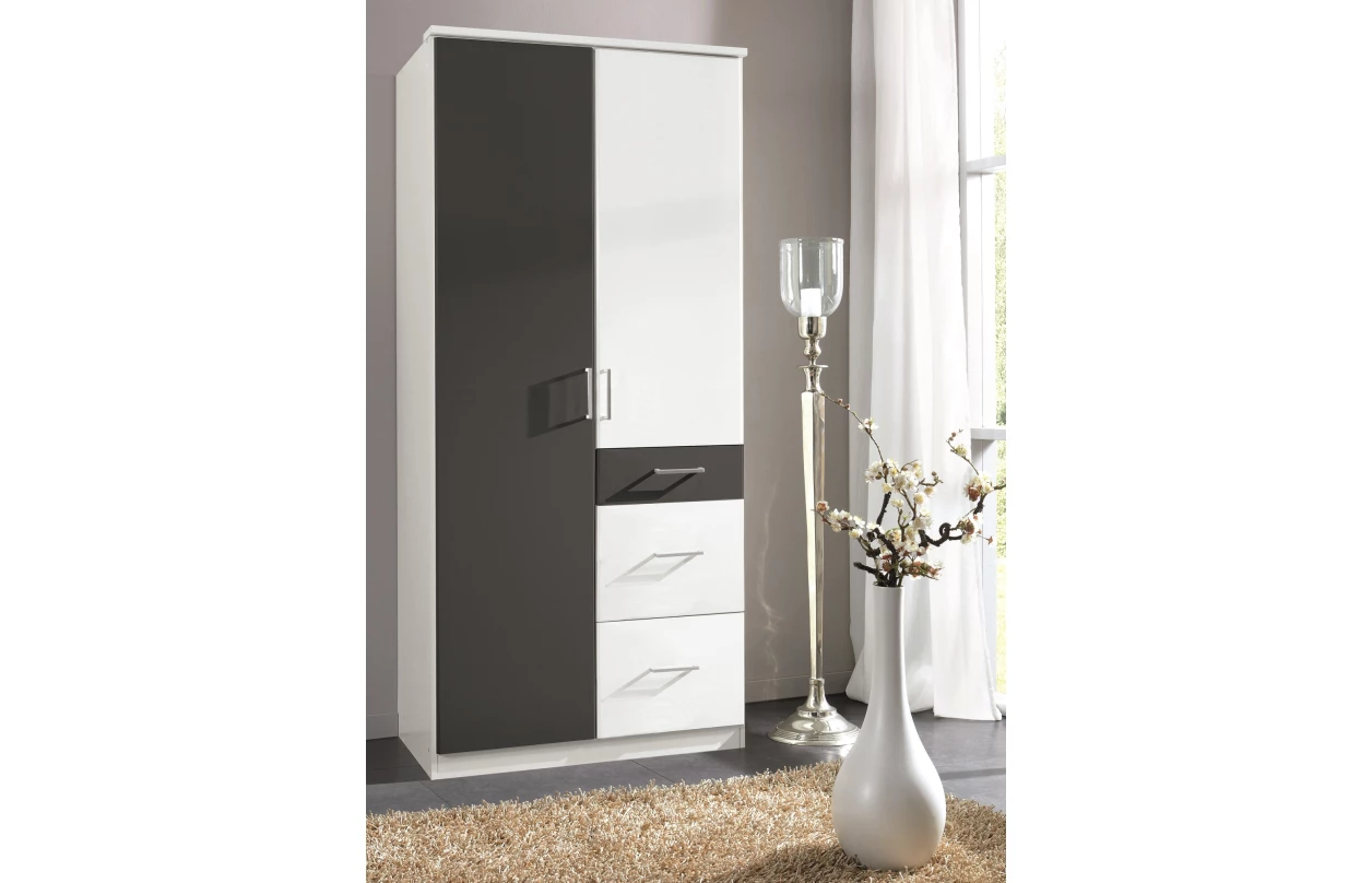 Šatní skříň se zrcadlem Click, 135 cm, dub sonoma/bílá 1