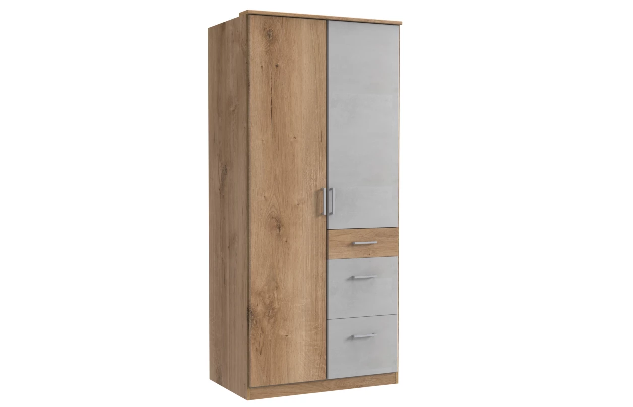 Šatní skříň se zrcadlem Click, 135 cm, dub sonoma/bílá 17