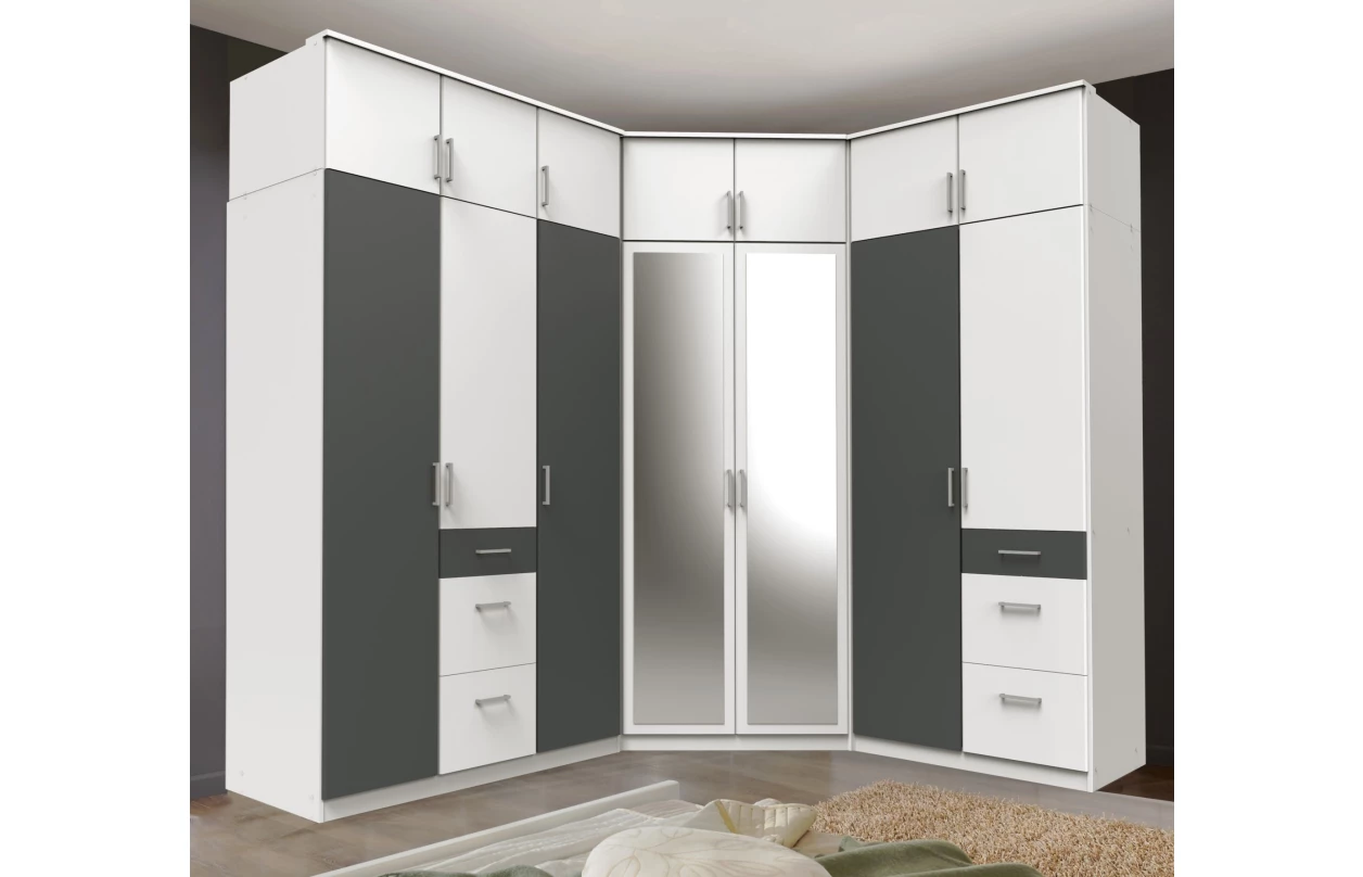 Šatní skříň se zrcadlem Click, 135 cm, dub sonoma/bílá 29