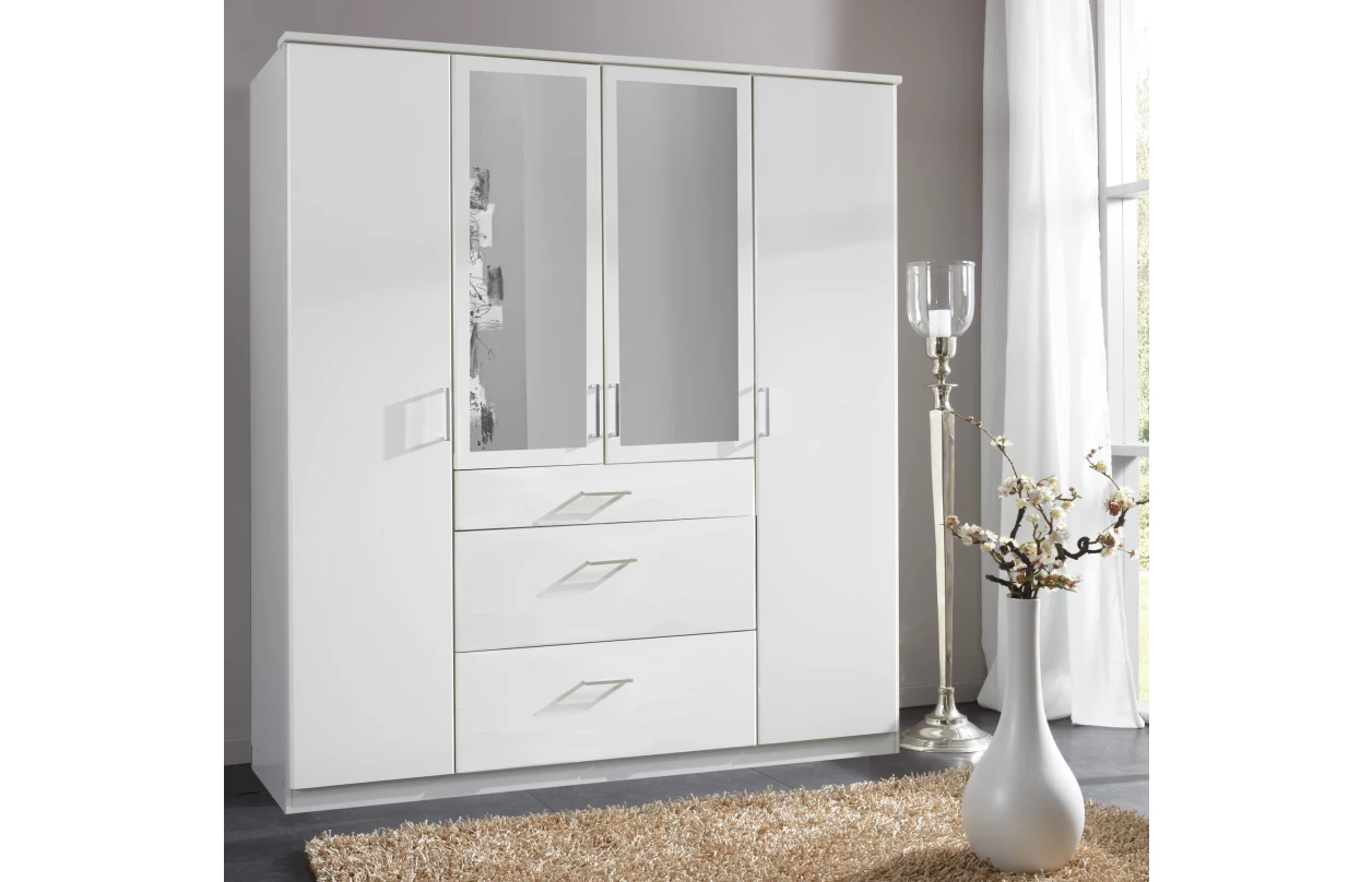 Šatní skříň se zrcadlem Click, 135 cm, dub sonoma/bílá 35