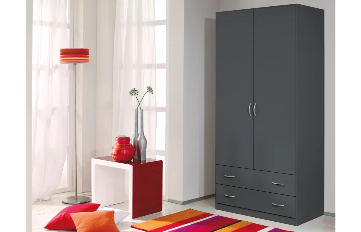 Šatní skříň Case, 136 cm, tmavě šedá 1