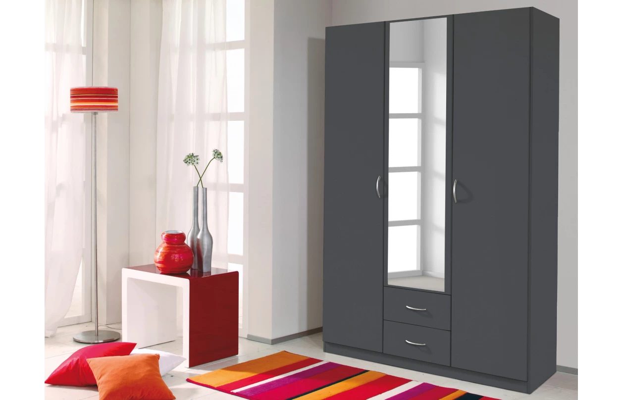 Šatní skříň Case, 136 cm, tmavě šedá 19