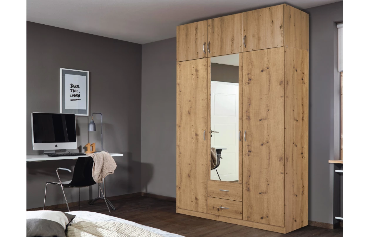 Šatní skříň se zrcadlem Case, 181 cm, tmavě šedá 18