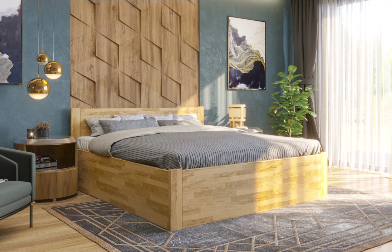 Postel s úložným prostorem Fava Box 180x200 cm, šedý buk 5