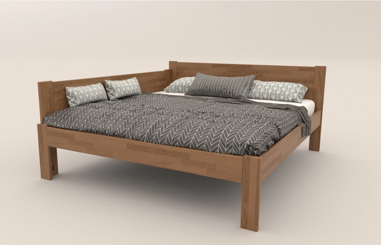 Rohová postel se zástěnou vlevo Fava L 180x200 cm, přírodní buk 1