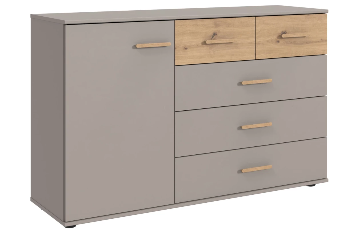 Šatní skříň se zásuvkami Digit, 225 cm, béžová kašmír/dub artisan 22