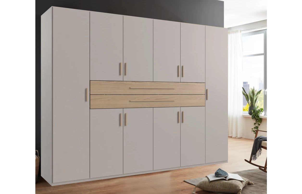 Šatní skříň se zásuvkami Digit, 225 cm, béžová kašmír/dub artisan 3
