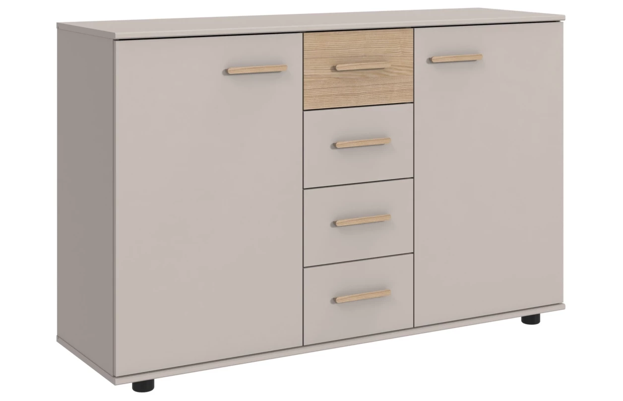 Šatní skříň se zásuvkami Digit, 225 cm, béžová kašmír/dub artisan 55