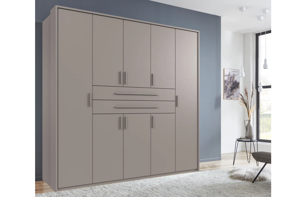 Šatní skříň se zásuvkami Digit, 225 cm, béžová kašmír/dub artisan 61