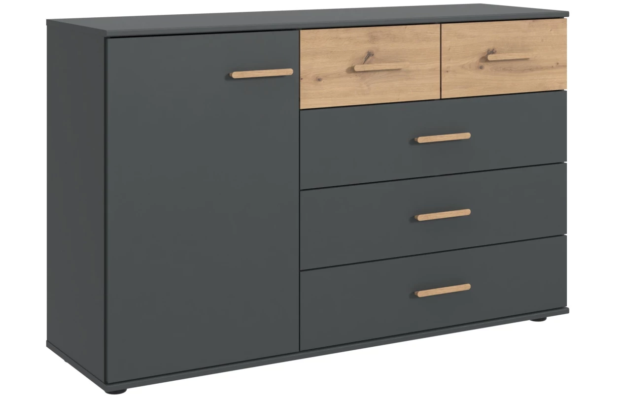 Šatní skříň se zásuvkami Digit, 225 cm, béžová kašmír/dub artisan 107