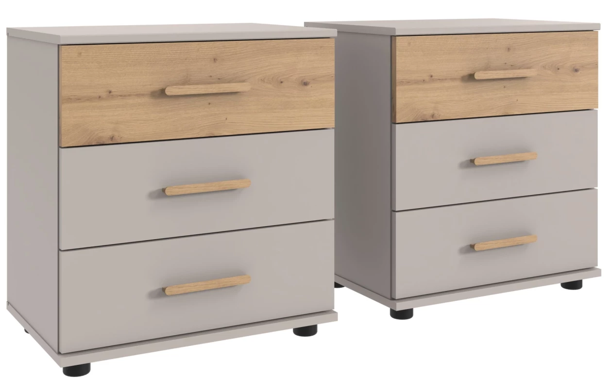 Šatní skříň se zásuvkami Digit, 225 cm, béžová kašmír/dub artisan 126
