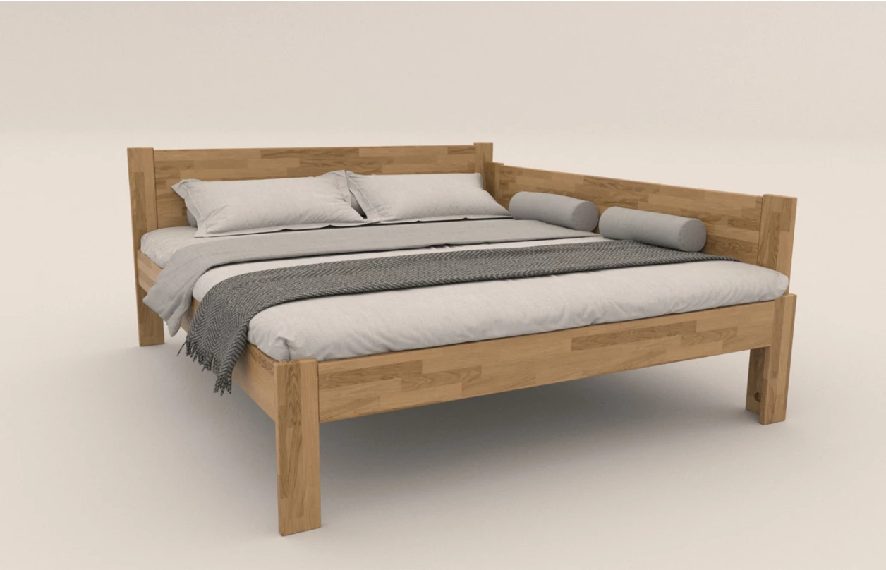 Rohová postel se zástěnou vpravo Fava P 180x200 cm, šedý buk 1