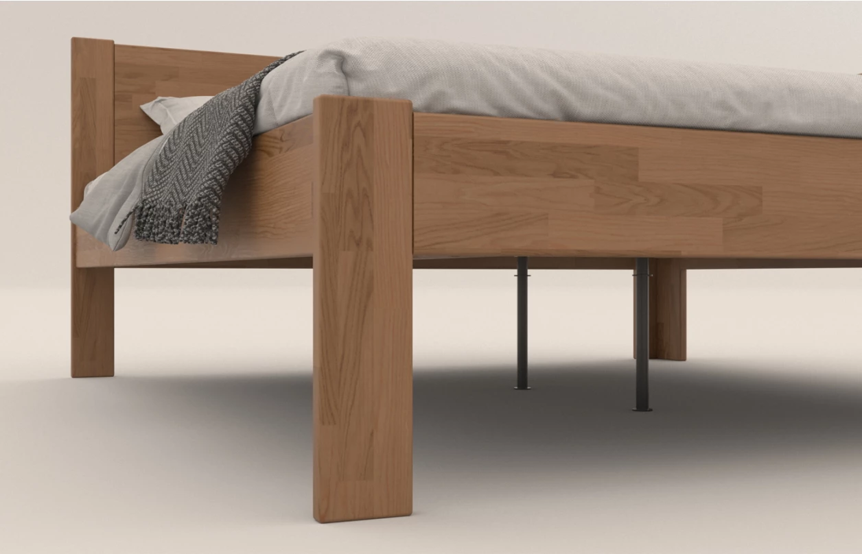Rohová postel se zástěnou vpravo Fava P 180x200 cm, šedý buk 2
