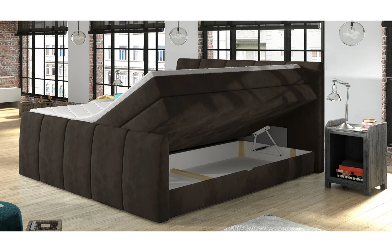 Postel boxspring Fresco 180x200 cm, světle šedá látka 9