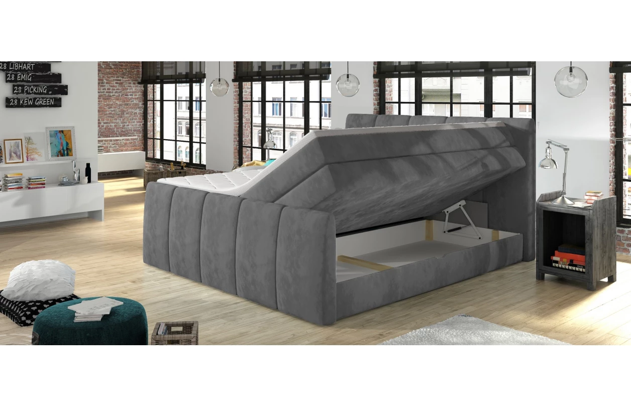 Postel boxspring Fresco 180x200 cm, světle hnědá látka 13