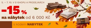 Sleva 15 % na každý kus nábytku od 6 000 Kč s kódem NABYTEK