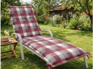 Zahradní polstr na lehátko Karo 60x190 cm, vínový/šedý
