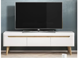 Široká TV skříňka Nordi, 160 cm, dub riviera/bílá lesk