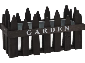 Květináč s plotem Garden 35 cm, černé dřevo