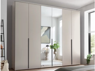 Šatní skříň se zrcadly Kevo, 270 cm, béžová kašmír