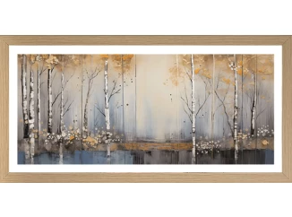 Rámovaný obraz Břízy 49x23 cm, buk