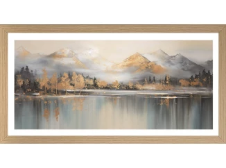 Rámovaný obraz Horská krajina 49x23 cm, efekt ruční malby